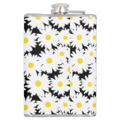 Flasques Négative Space Daisies blanc jaune sur noir (Dos)