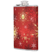 Flasques Noël Golden Snowflakes sur Arrière - plan rouge (Gauche)