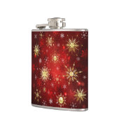 Flasques Noël Golden Snowflakes sur Arrière - plan rouge (Gauche)