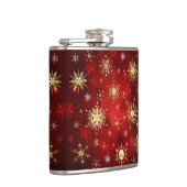 Flasques Noël Golden Snowflakes sur Arrière - plan rouge (Droite)