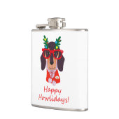 Flasques Noël mignon chien drôle Dachshund Howlidays 6 oz (Gauche)