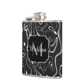 Flasques Noir blanc gris damas tourbillons abstraits Monogr (Gauche)