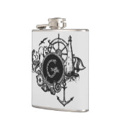 Flasques Noir & Blanc Monogramme Thème Nautique (Gauche)