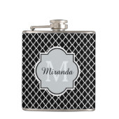 Flasques Noir et blanc moderne Quatrefoil Nom monogramme (Devant)