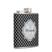 Flasques Noir et blanc moderne Quatrefoil Nom monogramme (Droite)