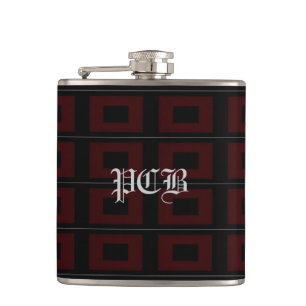 Flasques Noir et Bourgogne - monogramme de fiole contempora