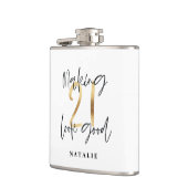 Flasques Noir et or 21e anniversaire script moderne design (Gauche)