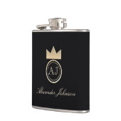Flasques Noir et or Luxe élégant Simple Monogramme (Gauche)
