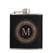 Flasques Noir & Faux Rose Or Élégant Monogramme initial (Devant)