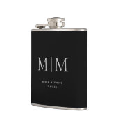 Flasques Noir moderne Élégant Monogramme Nom initial (Gauche)