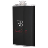 Flasques Noir moderne Noir Monogramme Initiales Nom (Gauche)