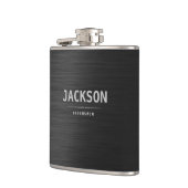 Flasques Noir moderne Nom simple Groomsmen personnalisé (Gauche)