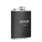 Flasques Noir moderne Nom simple Groomsmen personnalisé (Droite)