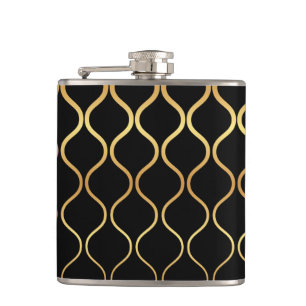 Flasques Noir, or, cool, tendance, design abstrait rétro