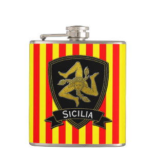 Flasques Noir sicilien de Trinacria et jaune rouge d'or