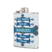 Flasques Nom bleu fait sur commande de mariage de plage (Gauche)