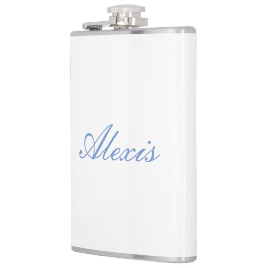 Flasques Nom Calligraphie Script Simple Blanc Bleu (Gauche)