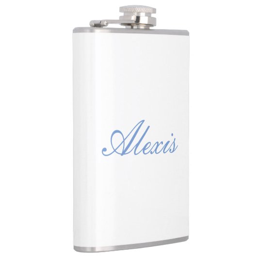 Flasques Nom Calligraphie Script Simple Blanc Bleu (Droite)