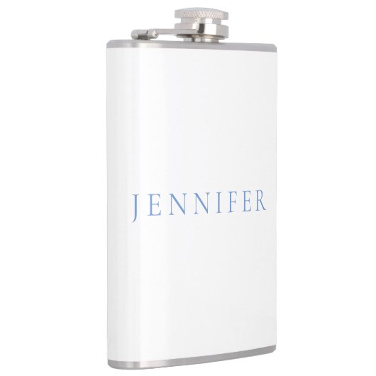 Flasques Nom Calligraphie Script Simple Blanc Bleu (Droite)