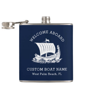 Flasques Nom de bateau personnalisé moderne nautique & logo