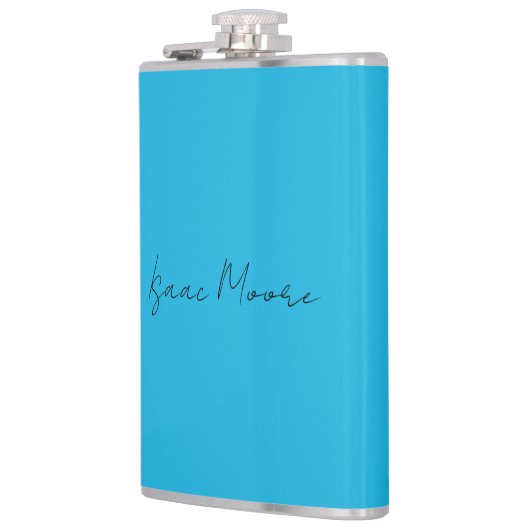 Flasques Nom de calligraphie de script bleu clair élégant (Gauche)