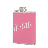 Flasques Nom de calligraphie personnalisé Rose EVJF (Gauche)