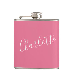 Flasques Nom de calligraphie personnalisé Rose EVJF
