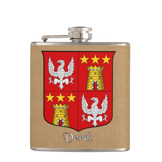Flasques Nom de famille italien Verdi Heraldique Shield (Devant)