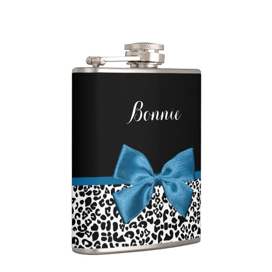 Flasques Nom de fille Empreinte de léopard Joli ruban bleu  (Droite)