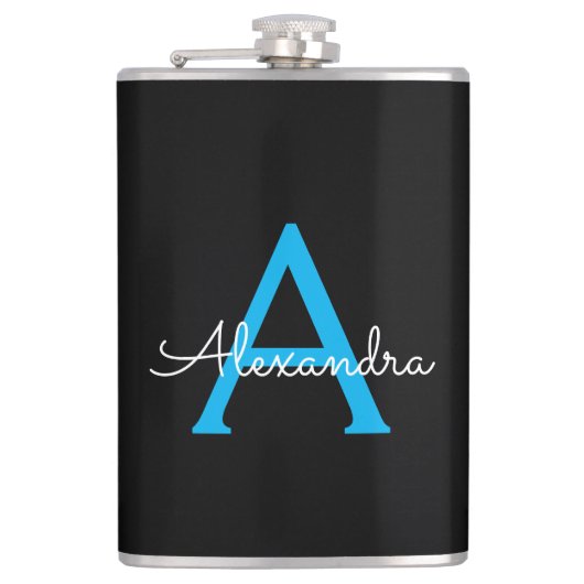 Flasques Nom de monogramme féminin écriture bleu noir (Devant)