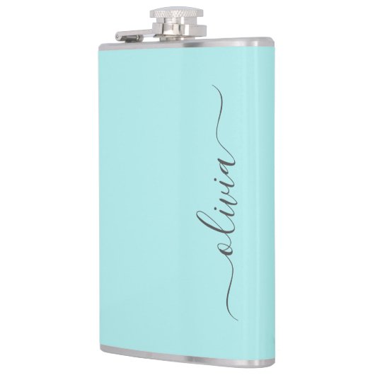 Flasques Nom de monogramme girly écriture moderne bleu sarc (Gauche)