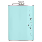 Flasques Nom de monogramme girly écriture moderne bleu sarc (Devant)