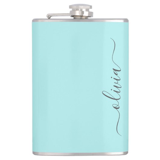 Flasques Nom de monogramme girly écriture moderne bleu sarc (Devant)