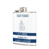 Flasques Nom du bateau nautique, Ancre Marine Bleu rayé (Gauche)