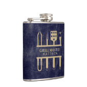 Flasques nom du maître de grill texture cuir marine (Droite)