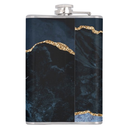 Flasques Nom du monogramme Agate Marine Bleu Gold Gemstone (Dos)