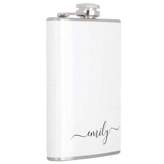 Flasques Nom du monogramme blanc noir moderne (Droite)
