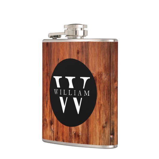 Flasques Nom du monogramme Moderne Bois Rustique Classique (Gauche)