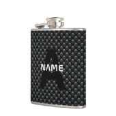 Flasques Nom du monogramme personnalisé Texture noire et bl (Gauche)