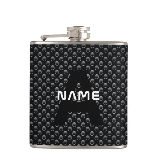 Flasques Nom du monogramme personnalisé Texture noire et bl (Devant)