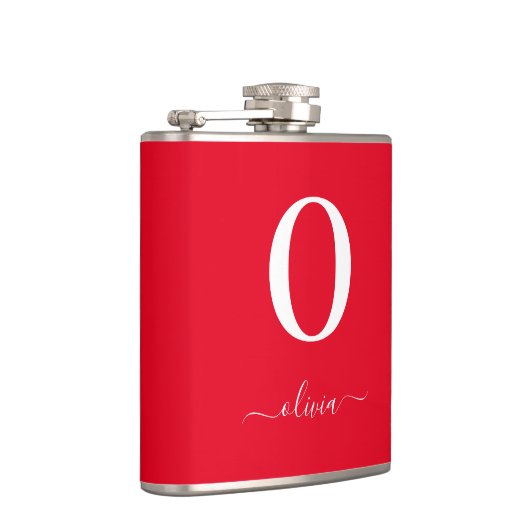 Flasques Nom du script Monogramme Personnalisé Rouge Et Bla (Droite)