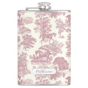 Flasques Nom élégant de toile de cheval rose chic girly