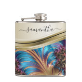 Flasques Nom manuscrit Fractal Blue Gold (Devant)