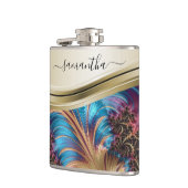 Flasques Nom manuscrit moderne fractal bleu or (Gauche)