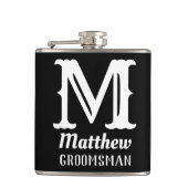 Flasques Nom Masculine Monogramme Classic Mariage Noir (Devant)