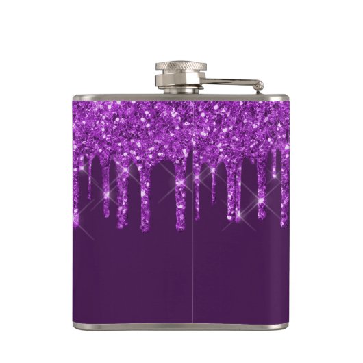 Flasques Nom monogramme en script avec gouttes de paillette (Dos)