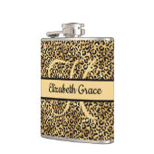 Flasques Nom Monogramme Imprimé Léopard Noir Or Cheetah (Gauche)