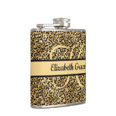 Flasques Nom Monogramme Imprimé Léopard Noir Or Cheetah (Droite)