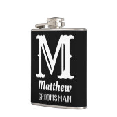 Flasques Nom Monogramme Masculin Mariages Classiques Noir (Gauche)
