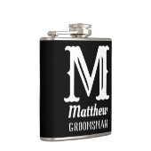 Flasques Nom Monogramme Masculin Mariages Classiques Noir (Droite)